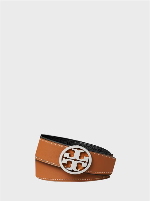 Cintura reversibile in pelle con fibbia logo argento TORY BURCH | 138936002